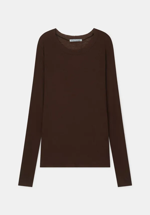 Wool seethrough long sleeve tee (Brown)