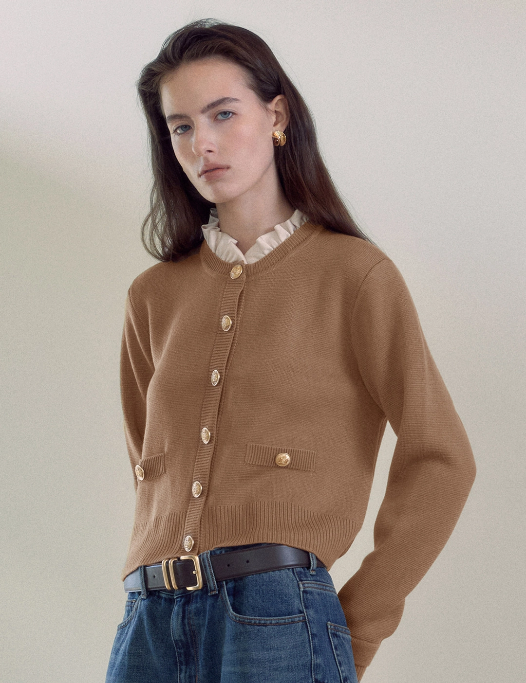 노미나떼 Clara Silk Blend Cardigan (Beige) 상품 이미지 1