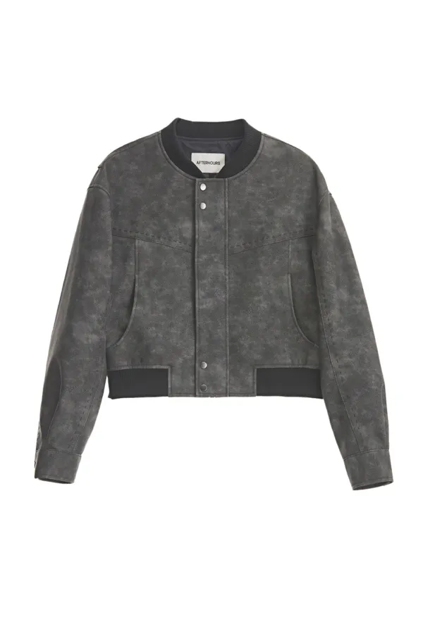 LEATHER BOMBER JACKET (CHARCOAL)