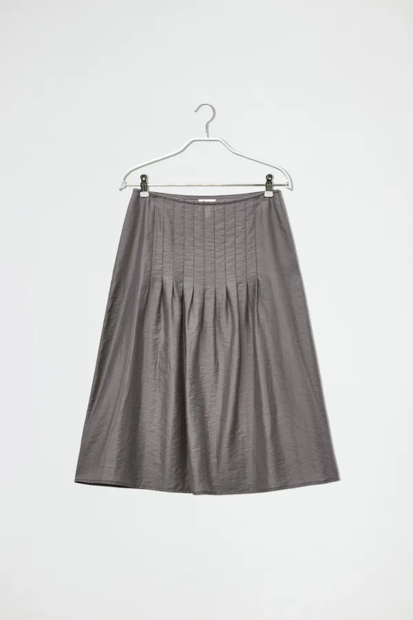 SHEER TENCEL MIDI SKIRT - GREY