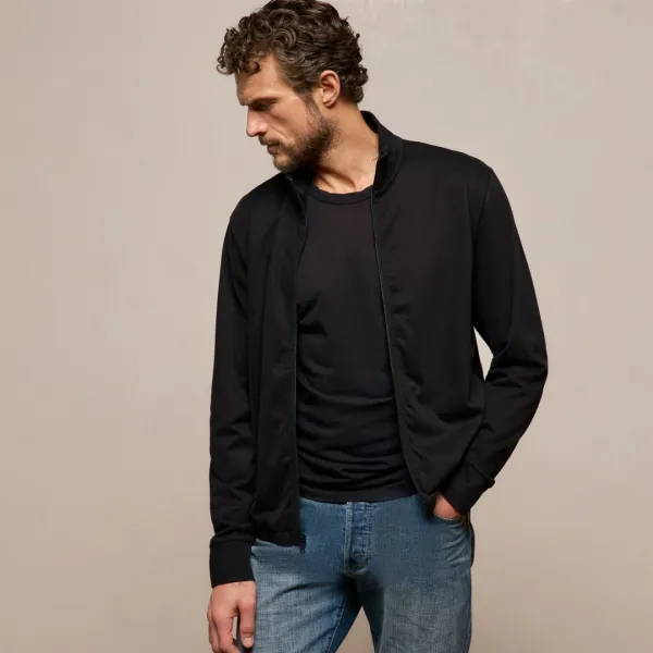 Organic Sueded Jersey Jacket - Black