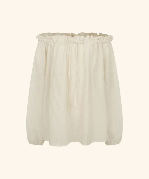 Leaf One-Shoulder Frill Blouse ( Cream )