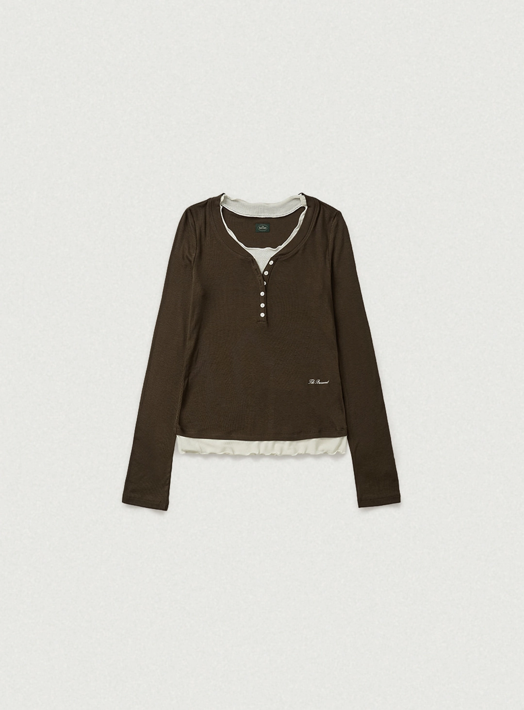더바넷 Aimee Slim Layered T-shirt_Brown [10월 중순 순차 배송] 상품 이미지 1