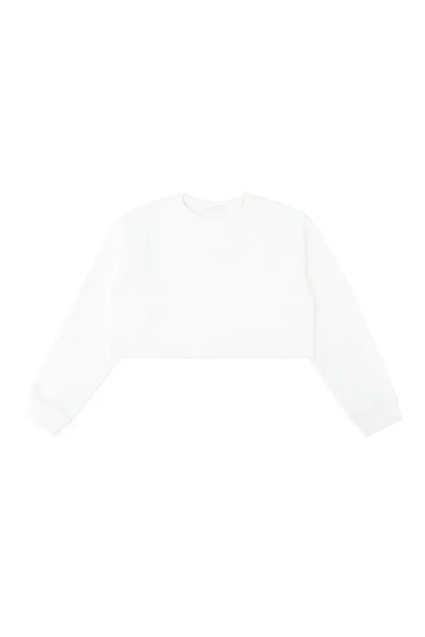 [기모 원단] ee Logo Cropped Sweatshirt (cloud white)