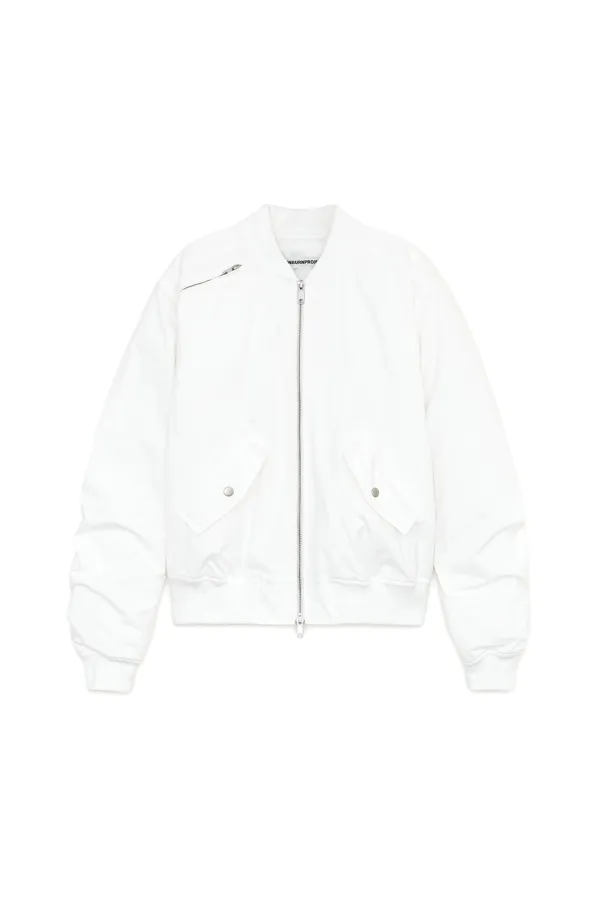 OVER FIT SHIRRING BOMBER JACKET, WHITE