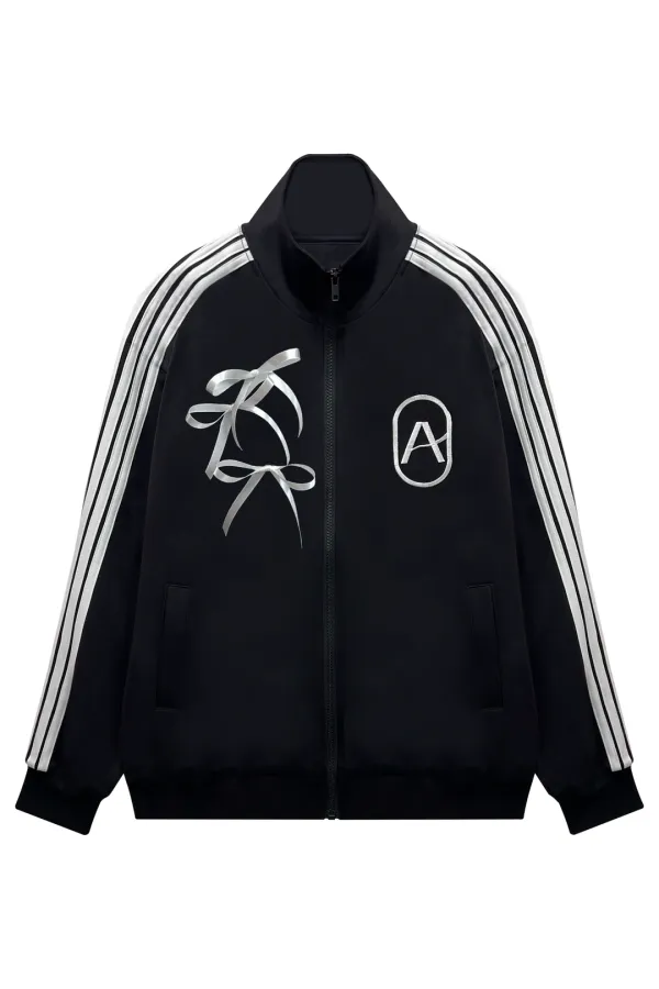 ARI PEACH FLEECE JERSEY TRACK TOP / BLACK