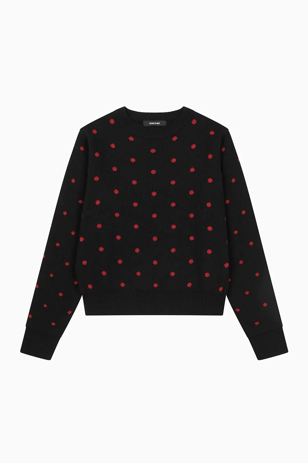 오헤시오 CASHMERE DOT KNIT, BLACK RED 상품 이미지 3