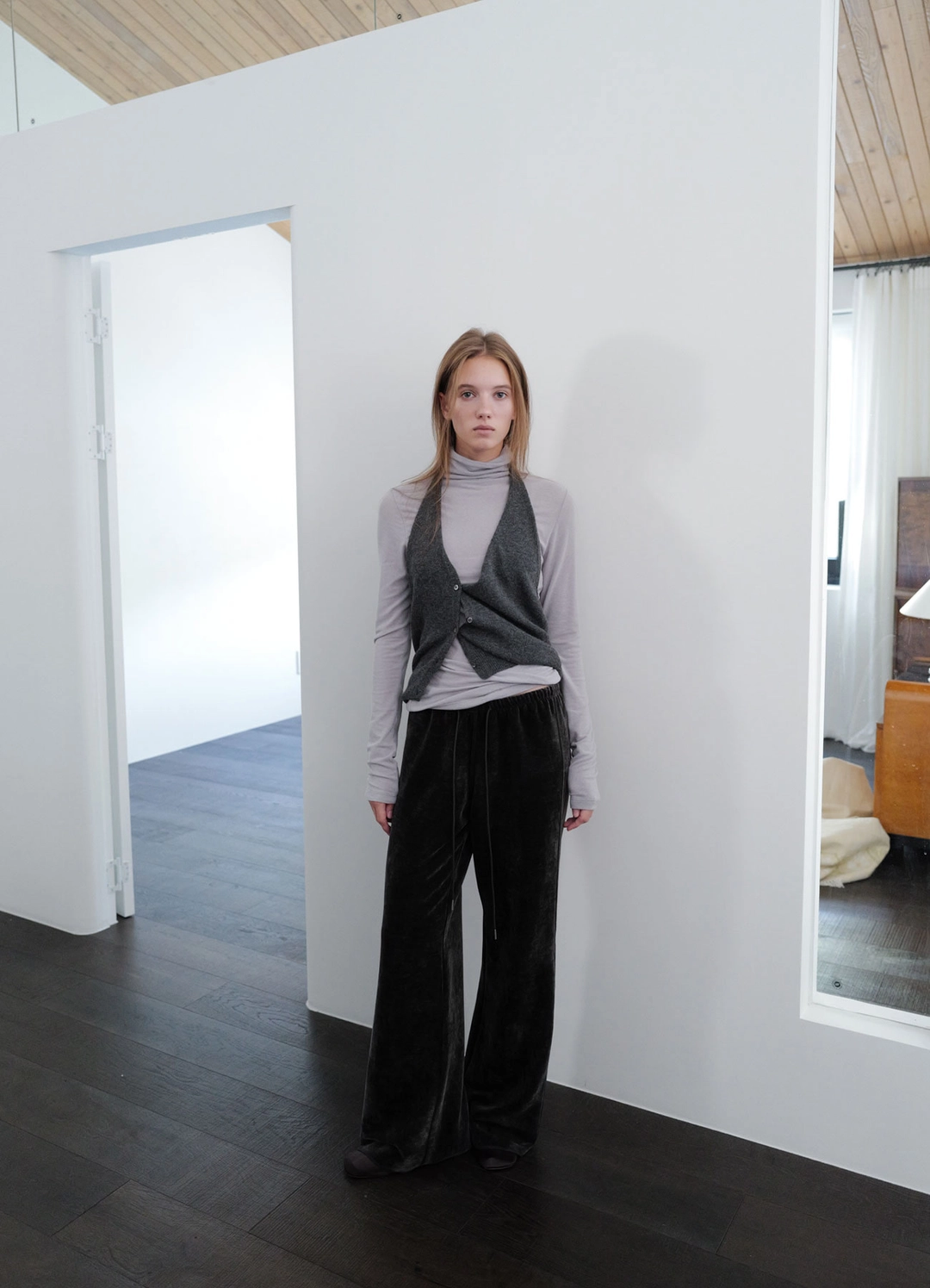 페블엠 Velvet Stitch Pants - Black 상품 이미지 2