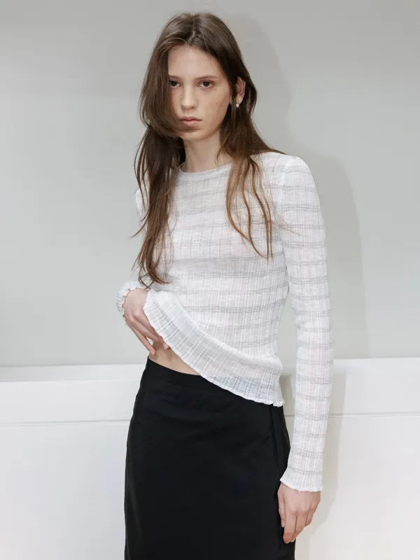 Sheer Stripe Slim Knit Pullover SK6SP656-GW