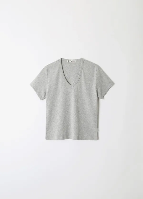 All-day Cotton V-neck T-shirt - Melange Grey