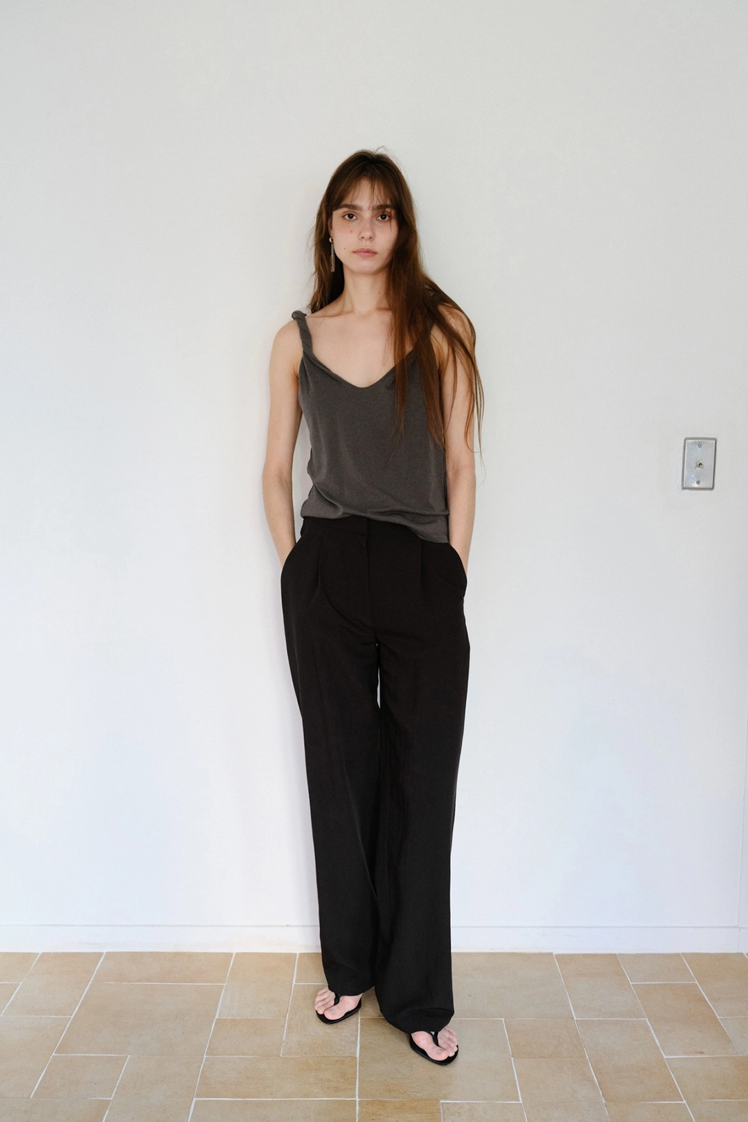 더릴 [2nd] Maren Summer Slacks_Black 상품 이미지 2