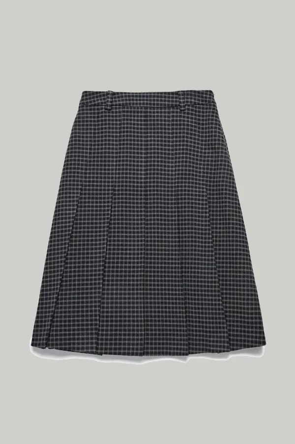 FLANNEL PLEATS MIDI CHECK SKIRT CHECK