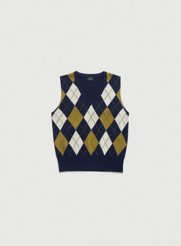 Caden Argyle Knit Vest_Navy