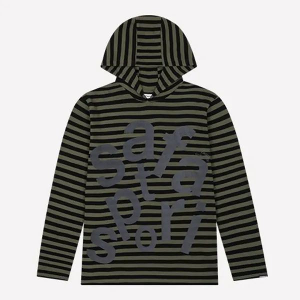 Ticketing Stripe Border Hoodie (Olive)