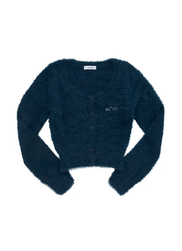 NIA HAIRY CARDIGAN / BLUE-GREEN