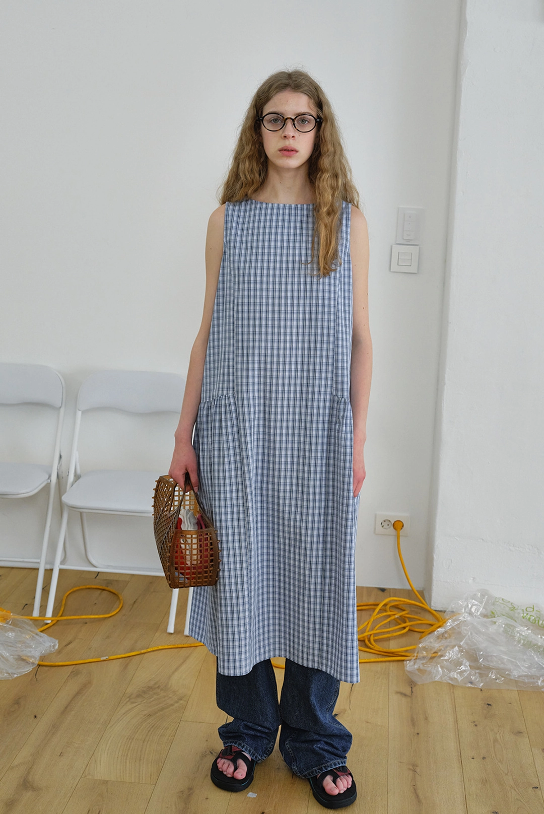 브렌다 브렌든 renee check dress - sky 상품 이미지 2