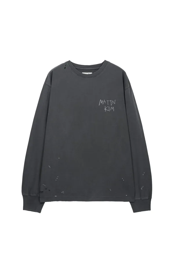VINTAGE WASHED LOGO TOP IN CHARCOAL