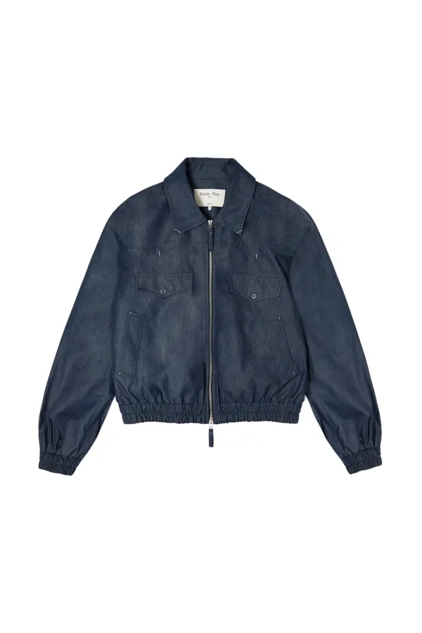 WESTERN DETAIL DENIM LIKE BLOUSON IN NAVY