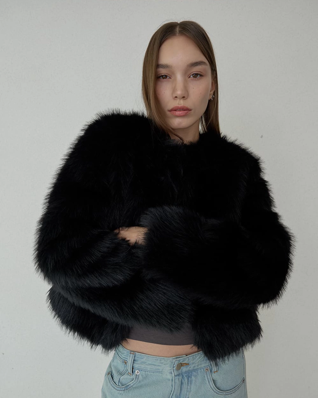오데스 AMELIA FUR JACKET - BLACK 상품 이미지 1