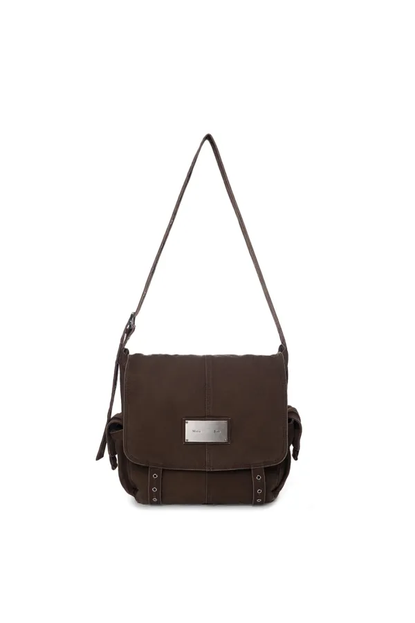VINTAGE WASHED COTTON MESSENGER BAG IN BROWN