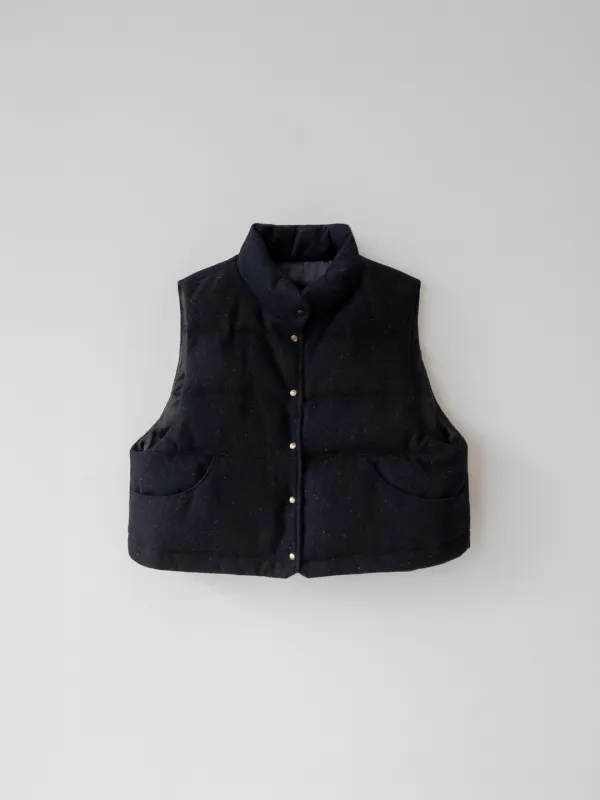 Nepped Wool Duck-Down Vest (Navy)