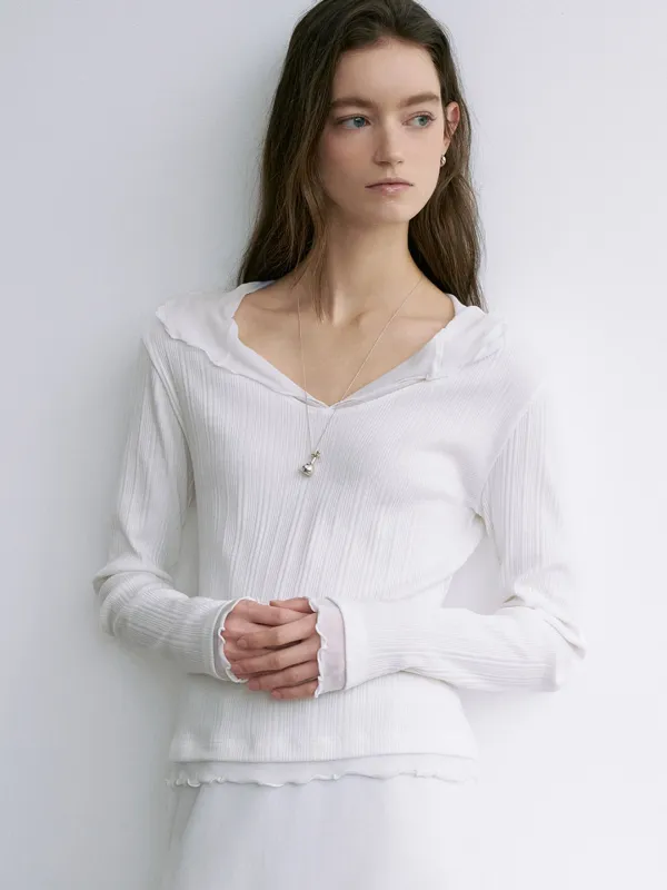 comos 1679 layered ribbed T-shirt (ivory)