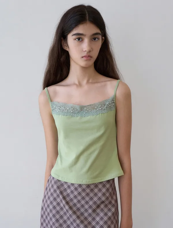 Vintage lace sleeveless top_Green