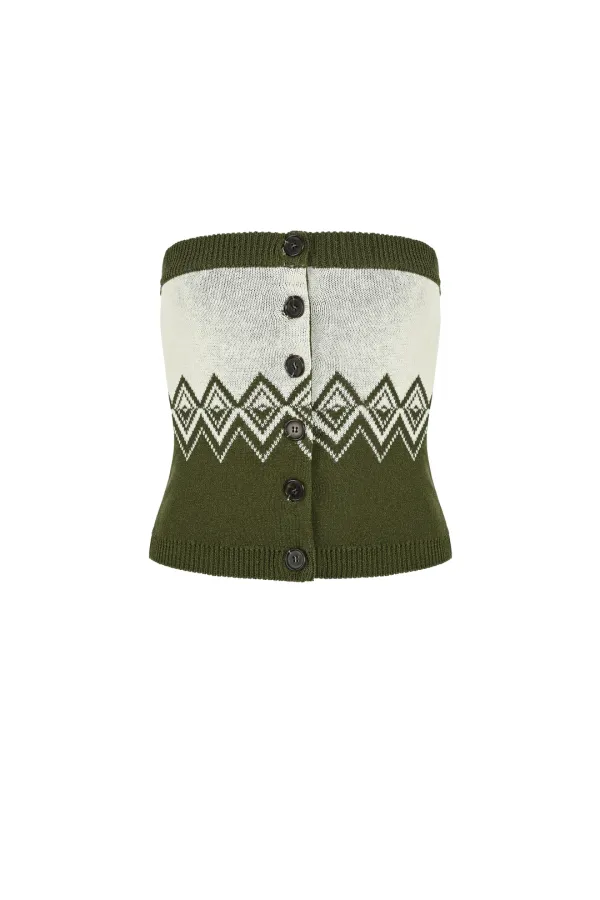 NORDIC BUTTON TOP [KHAKI]