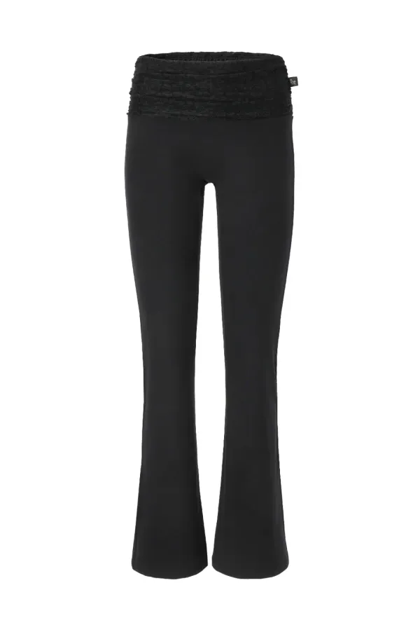 Lace combi bootcut pants