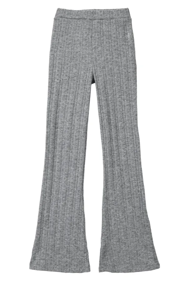 Eyelet Knit Bootcut Pants_Grey