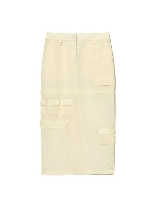 Military Long Skirt Pale Yellow