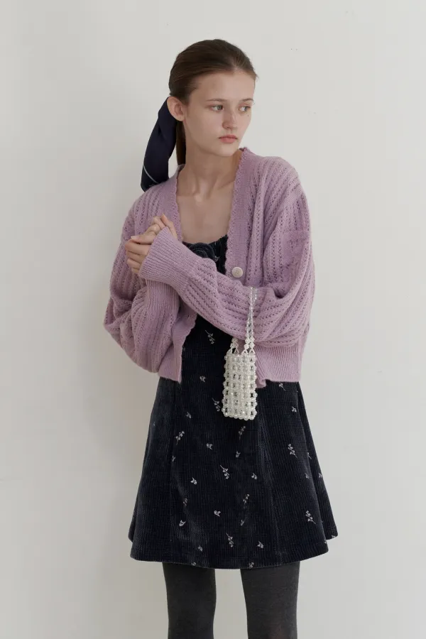 Ribbon Alpaca Cardigan (Mute Lilac)