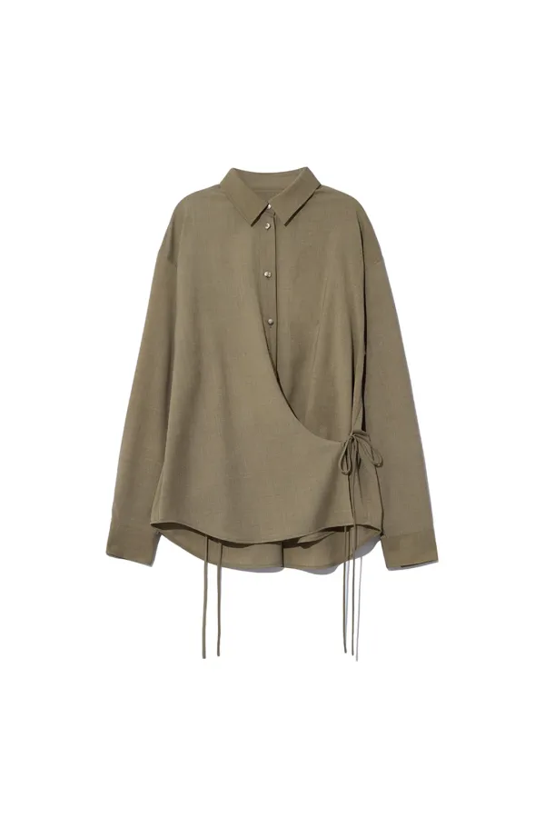 SIDE TWISTED SHIRT [BROWN]