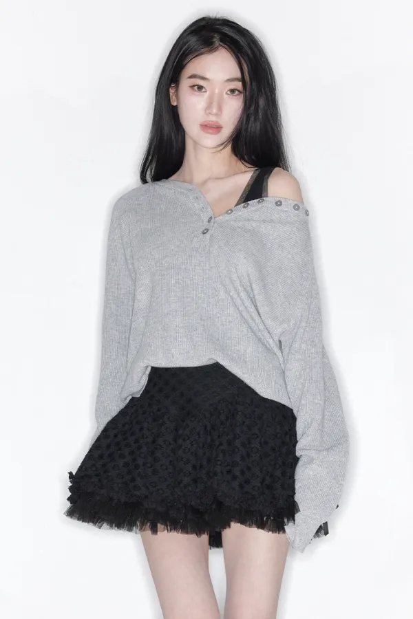 BLOSSOM WAVE TULLE SKIRT_TT6S501BK