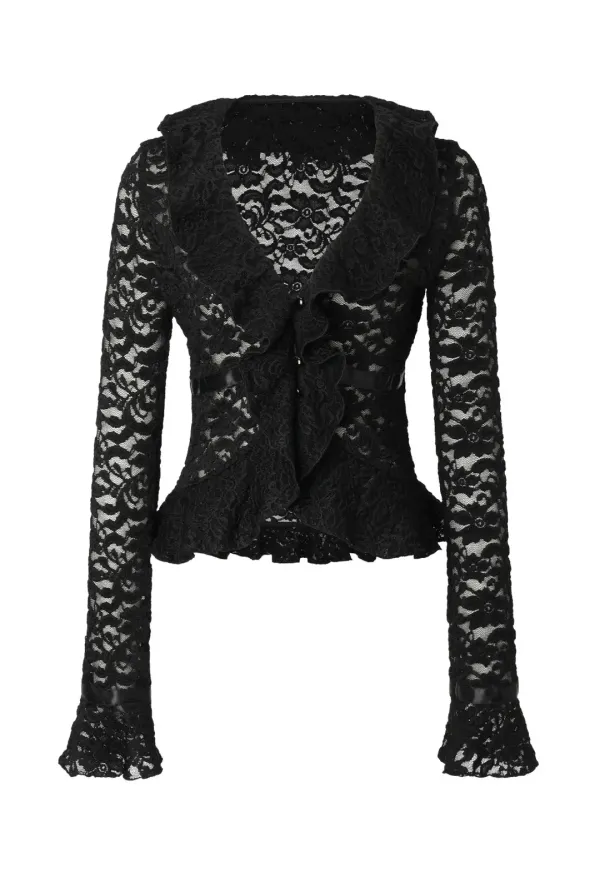 Floral ruffle cardigan