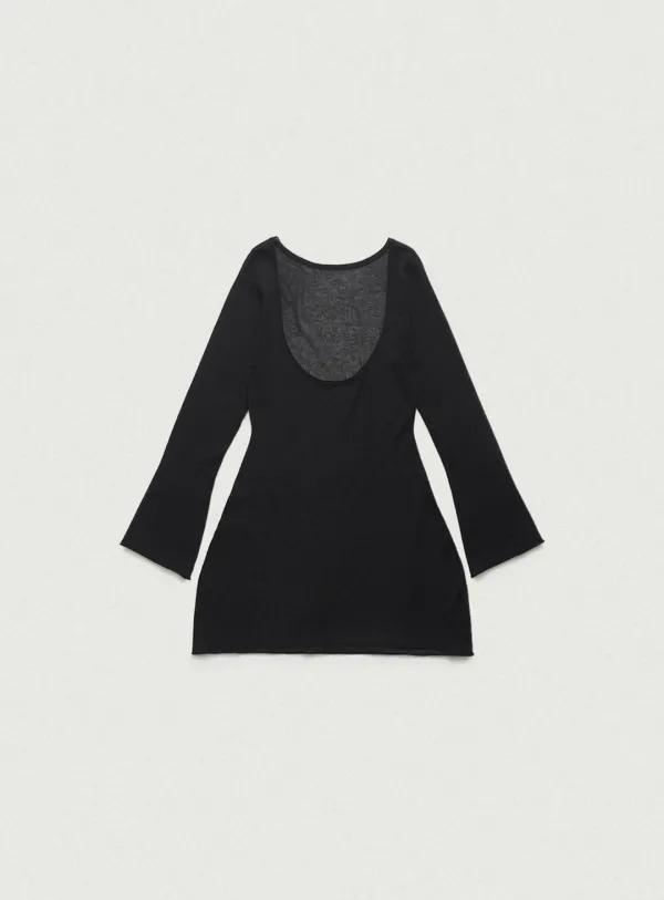 Pia Linen Backless Mini Dress_Black