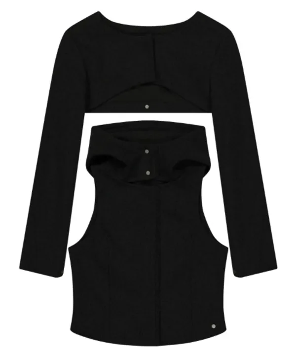 Layered Bolero Wool Jacket / Black