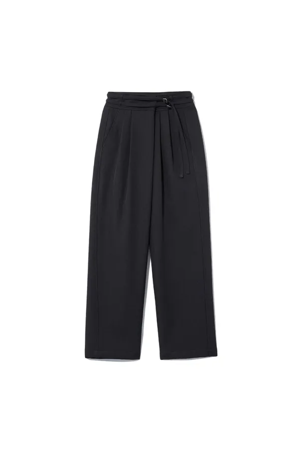 OVERWRAP WIDE TROUSERS [BLACK]