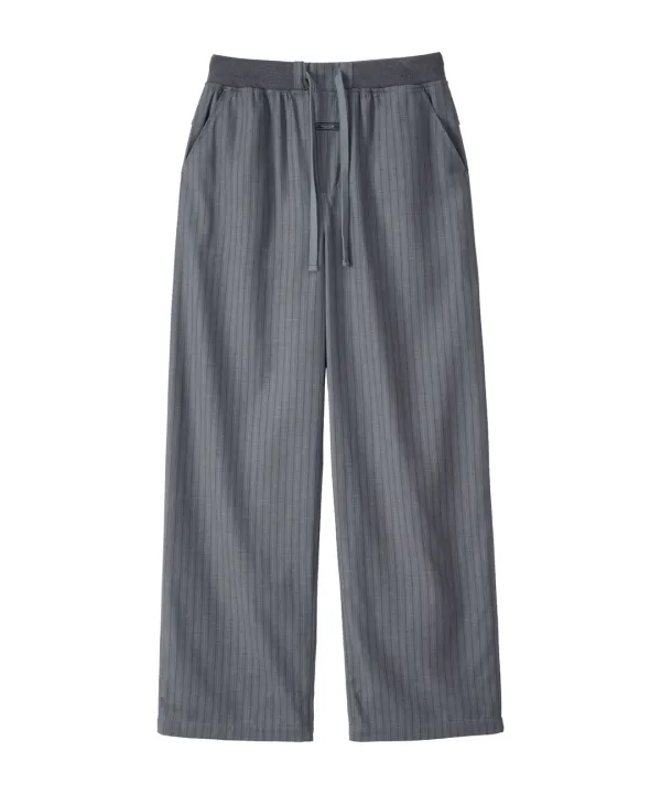 Pinstripe Wide Banding Slacks-Grey