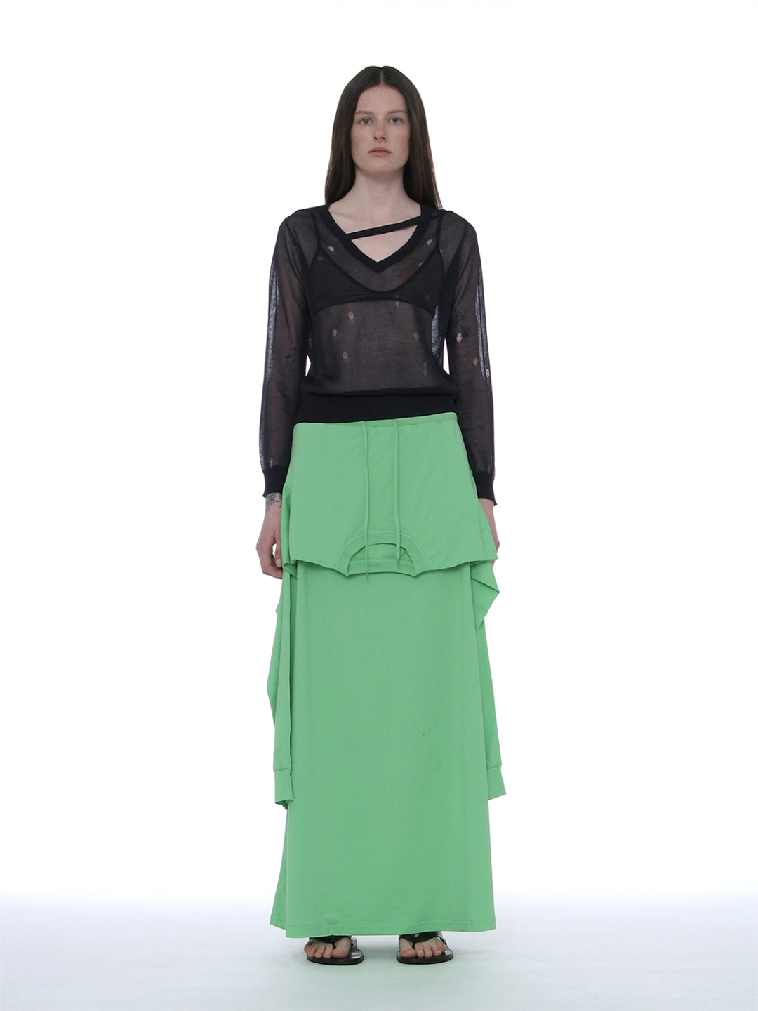 파르티멘토 [WOMEN] DECONSTRUCTED TEE MAXI SKIRT_NEON GREEN 상품 이미지 2