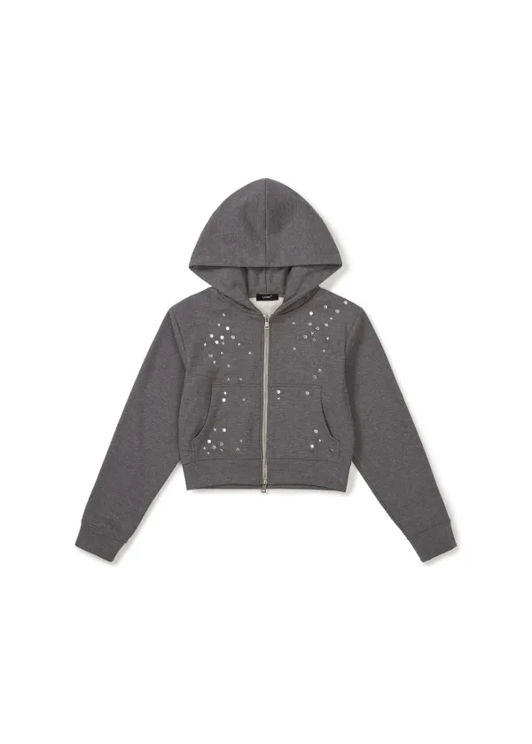 SPARKLE ZIP-UP HOODIE (MELANGE GREY)