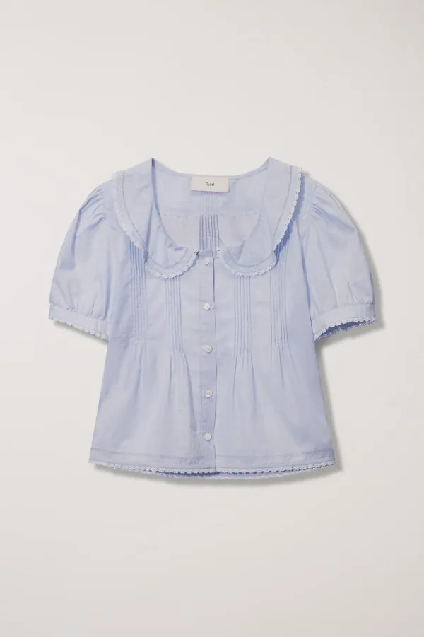 FRILL COLLARED BLOUSE SOFT BLUE