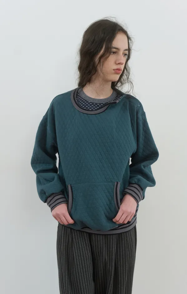 436. Quilted Sweatshirt_Blue Green