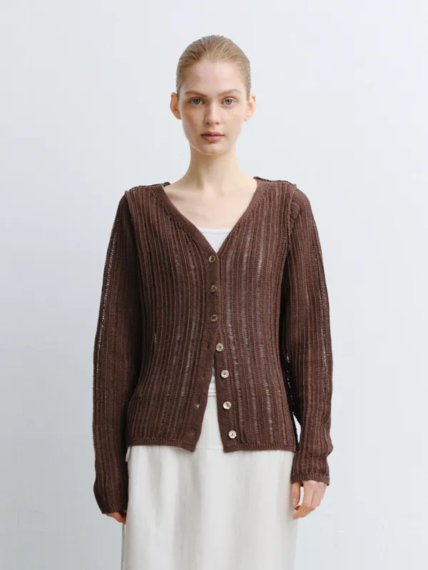 TVR LOOSE FIT KNIT CARDIGAN_BROWN