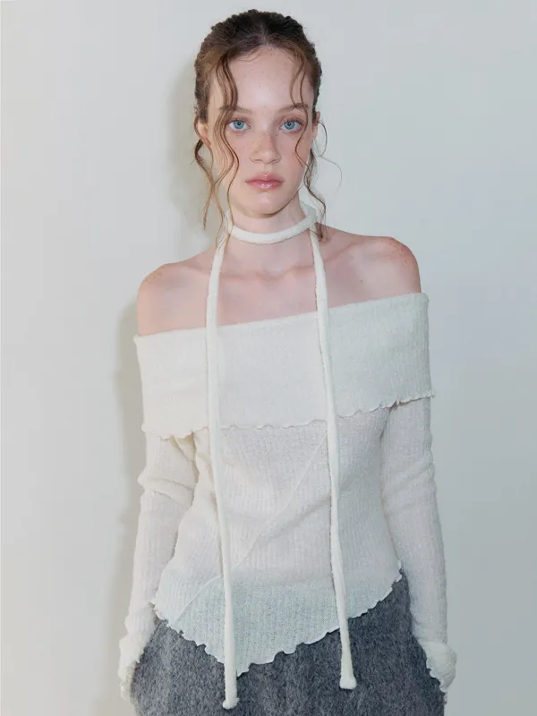 Tie Off Shoulder T-Shirt, Ivory