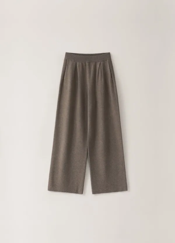 6TH / Pleated Banding Knit Pants - Brown
