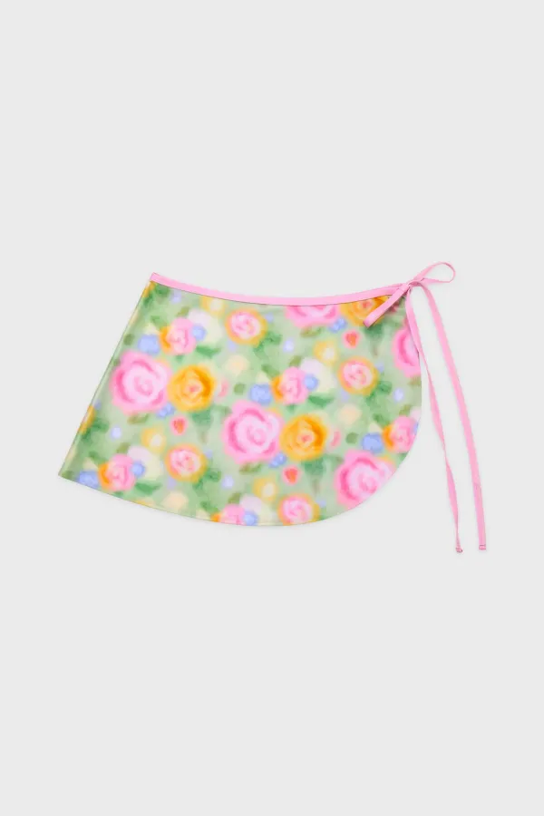 Ribbon Tie Swim Wrap Skirt (Pink)