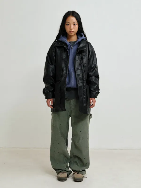 [PLZPROJECT]PADDED MIDDLE LEATHER JACKET