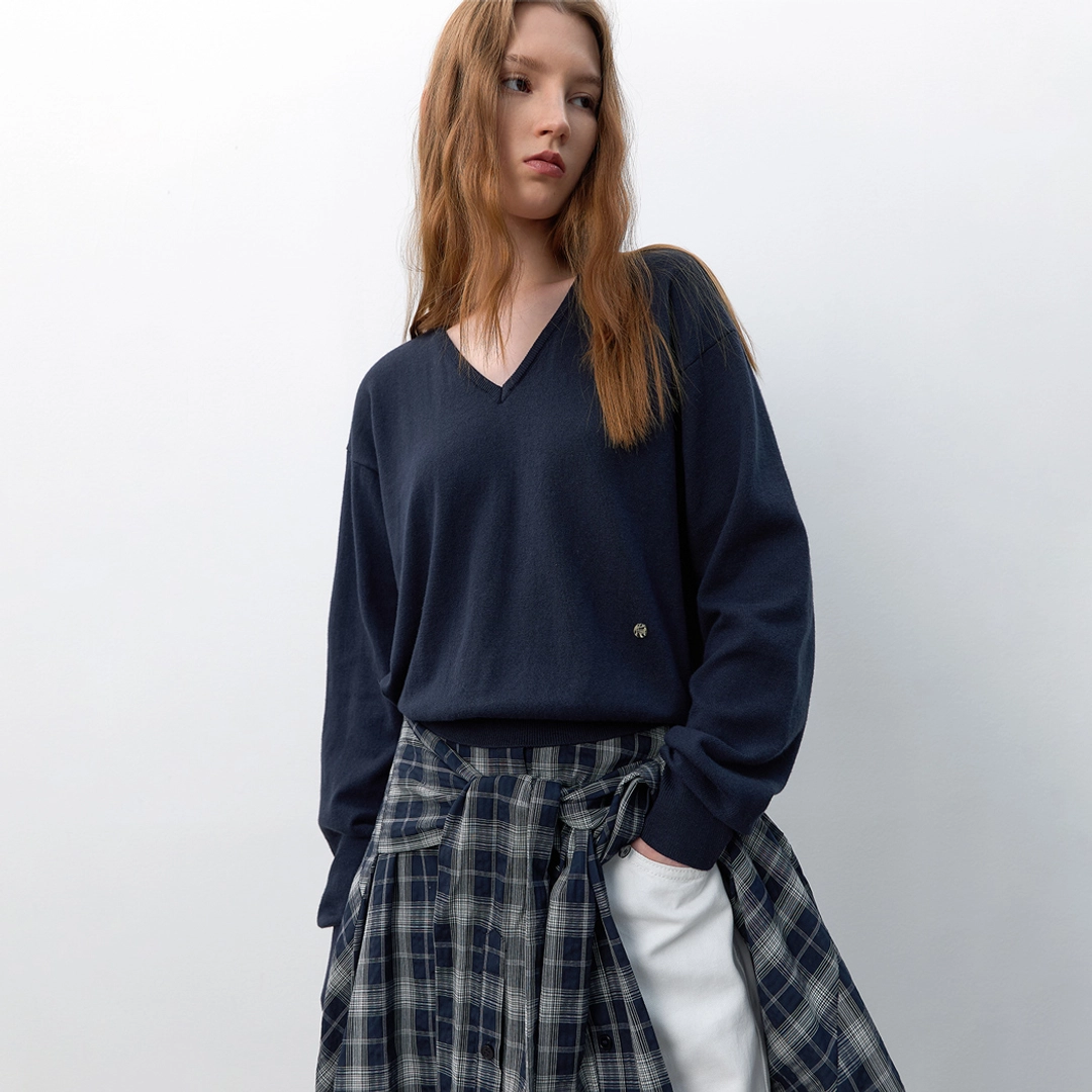 아뜰리에 나인 (Z-T-7192)COTTON&WOOL OVERFIT V-NECK KNIT 상품 이미지 1