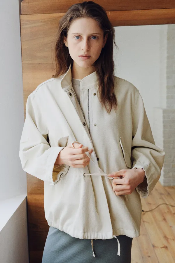 washed cotton field jacket (cream beige)